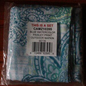 Design Imports Set of 6 Watercolor Paisley Print Outdoor Napkins